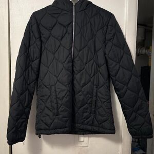 Black Quilted Hooded Jacket